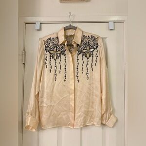 CACHE Vintage Silk beaded/embellished blouse size 6
